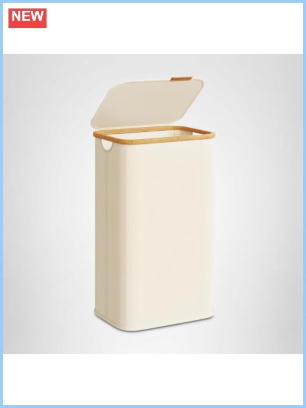 100L Laundry Hamper with Lid, Bamboo Frame, Foldable Storage Basket